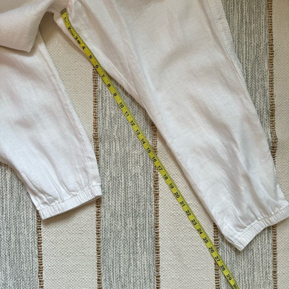 Athleta Cabo White 100% Linen High Rise Cropped Joggers Women’s Size 20 - Picture 10 of 15